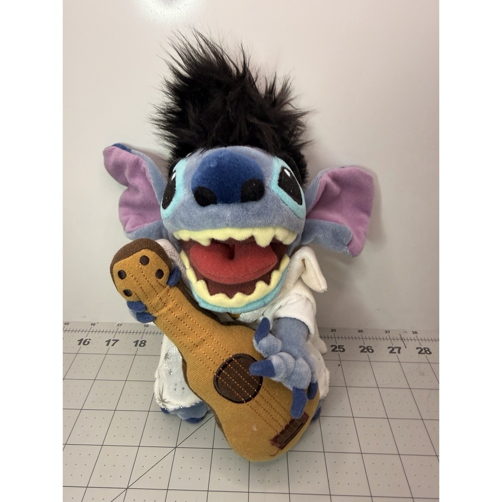 Disney Store Lilo & Stitch Elvis Stitch Plush 9" With Guitar Stuffed Animal Toy